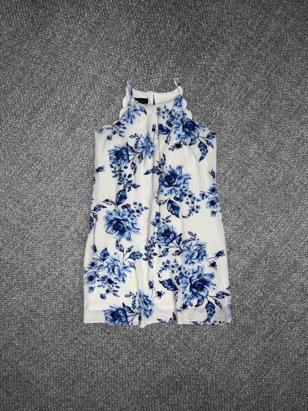 Bcx Blue And White Floral Halter Dress